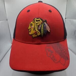 Chicago Blackhawks NHL Kids Hat Youth Red Black Cap Embroidered Logo Adjustable